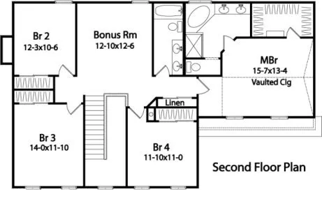Second Floor Plan for House Plan #411199