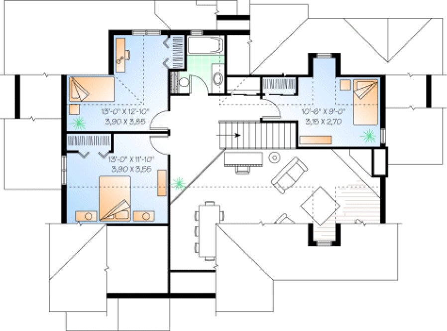 Second Floor Plan for House Plan #144962