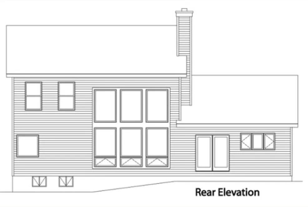 Rear Elevation for House Plan #410299