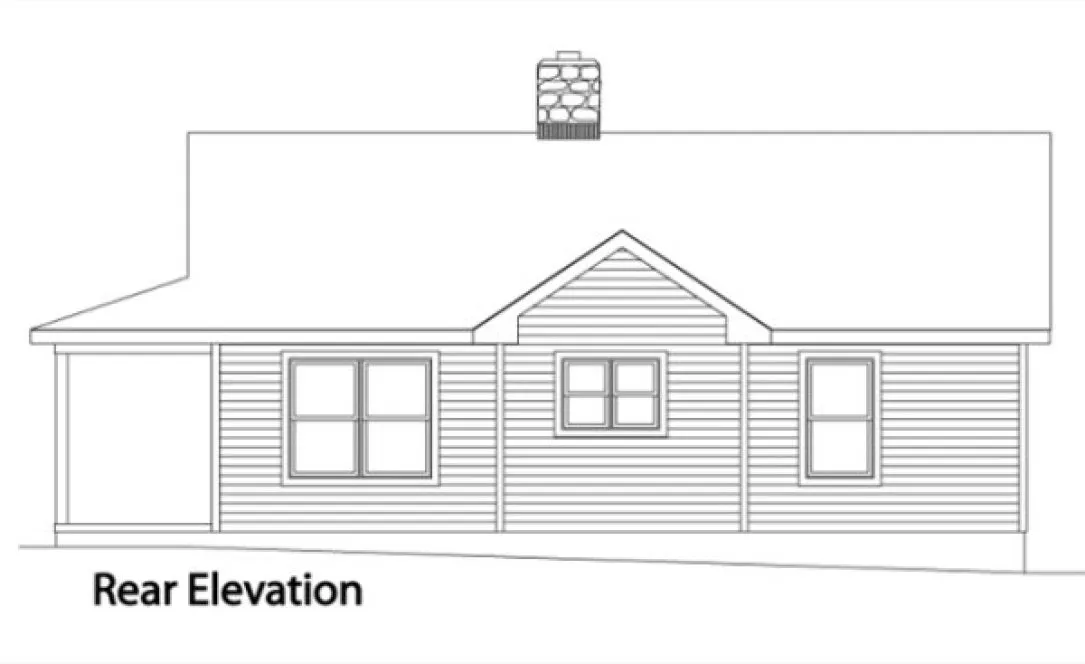 Rear Elevation for House Plan #411299