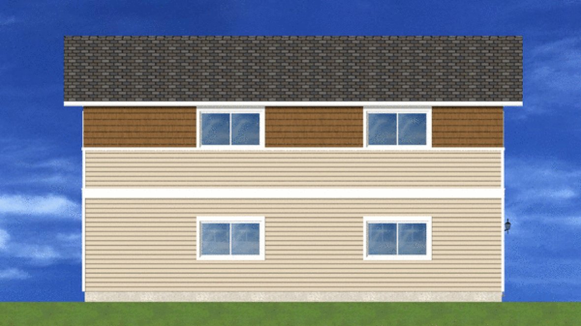 Rear Elevation for House Plan #191008