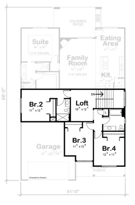 Second Floor Plan for House Plan #157342