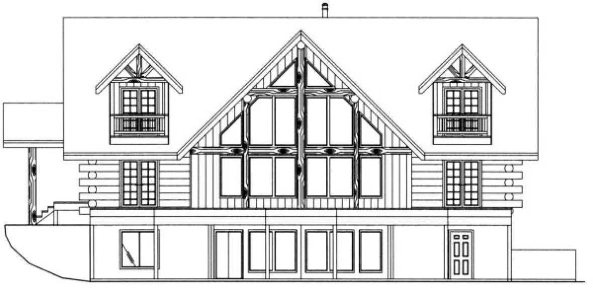 Rear Elevation for House Plan #456401