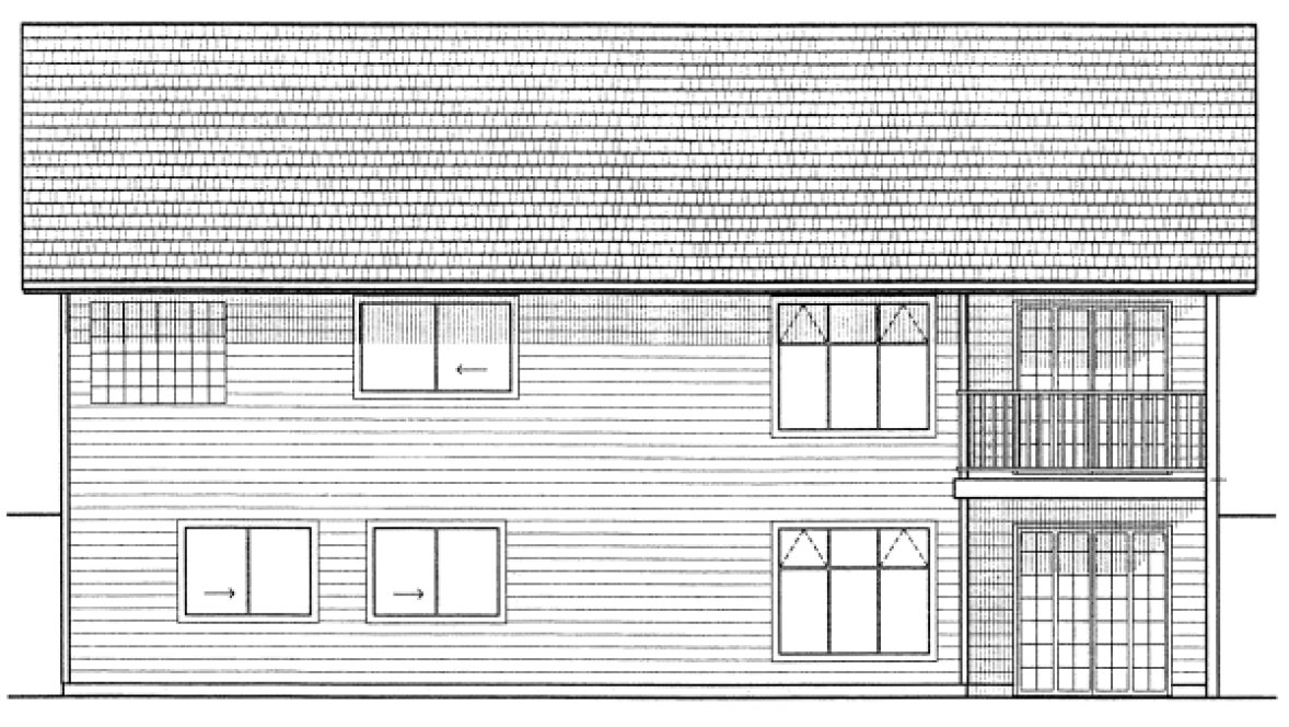 Rear Elevation for House Plan #203002