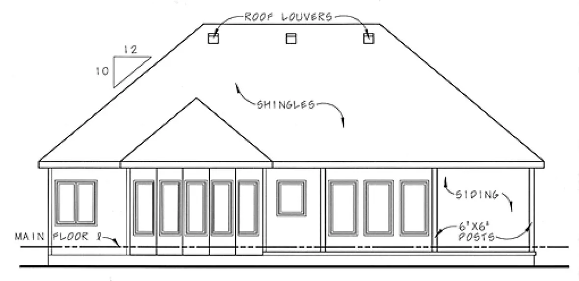 Rear Elevation for House Plan #705861