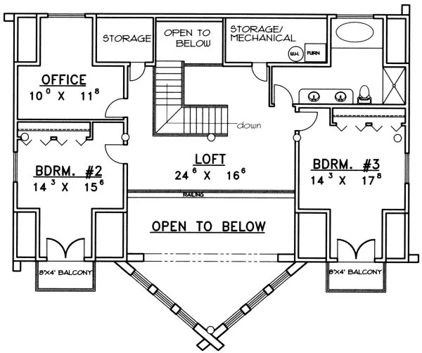 Second Floor Plan for House Plan #454701