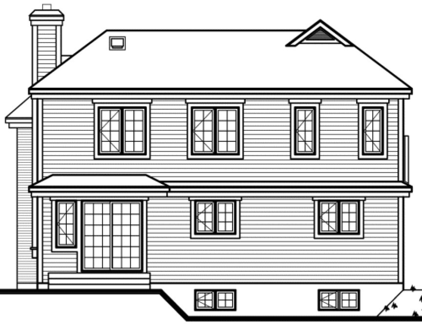 Rear Elevation for House Plan #144442