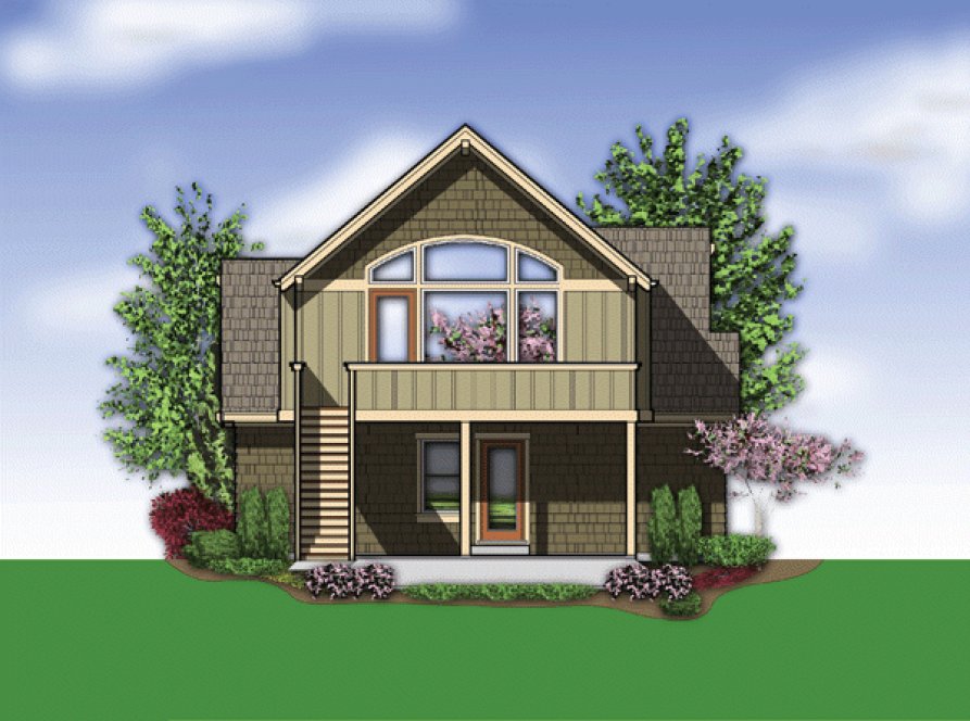 Rear Elevation for House Plan #320212