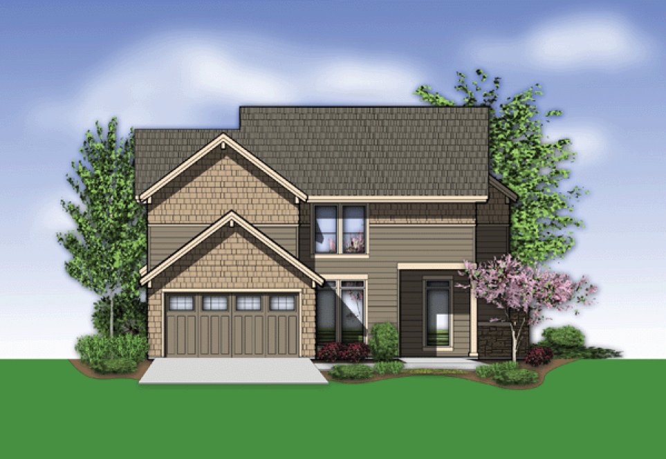 Rear Elevation for House Plan #320712