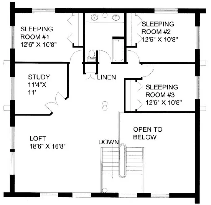 Second Floor Plan for House Plan #455801