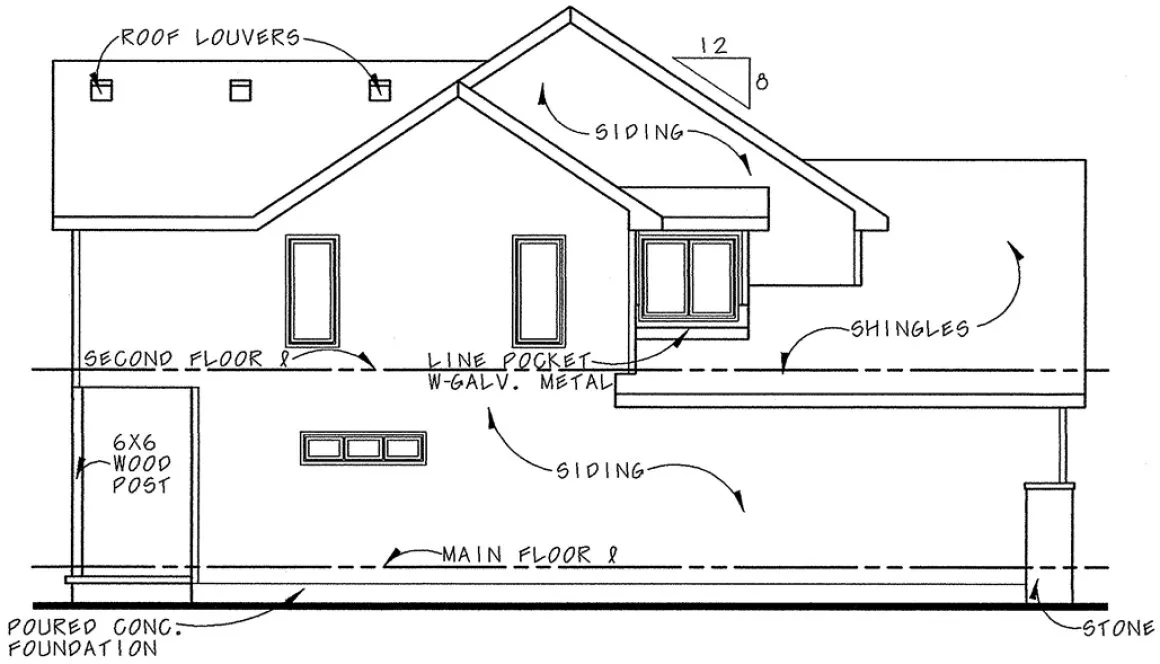 Left Elevation for House Plan #159332