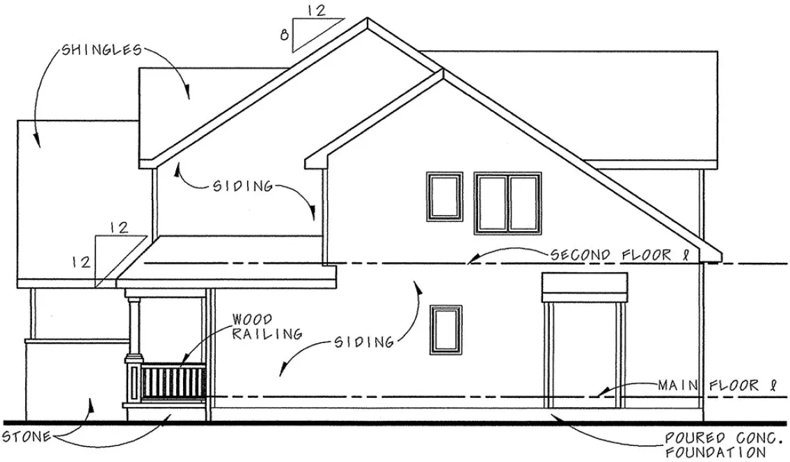 Right Elevation for House Plan #159332