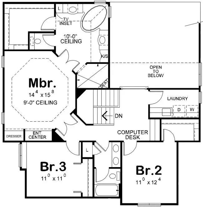 Second Floor Plan for House Plan #159332