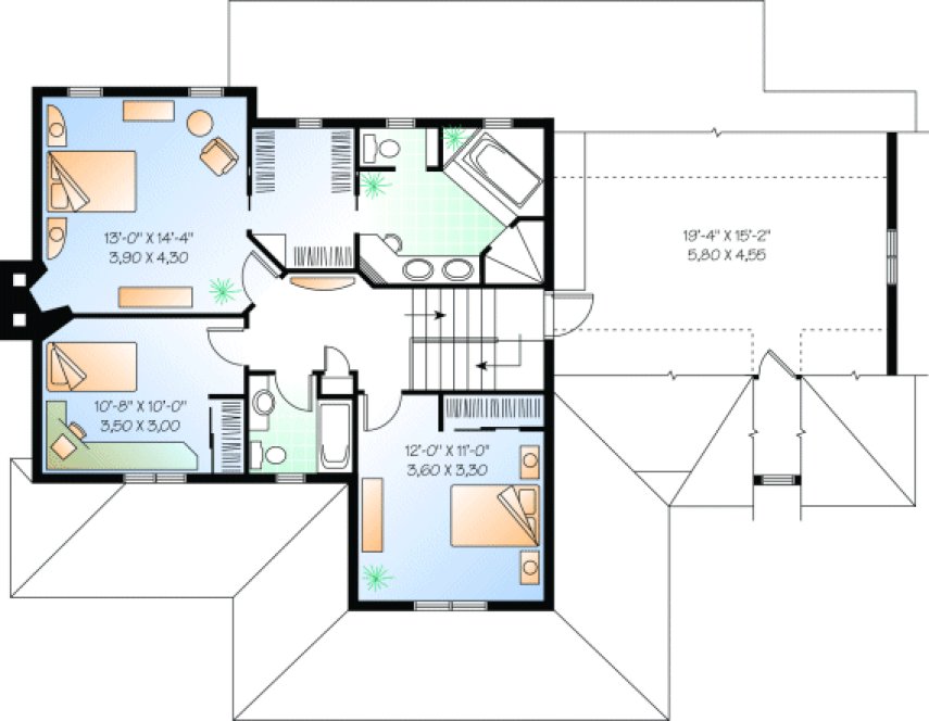 Second Floor Plan for House Plan #143582