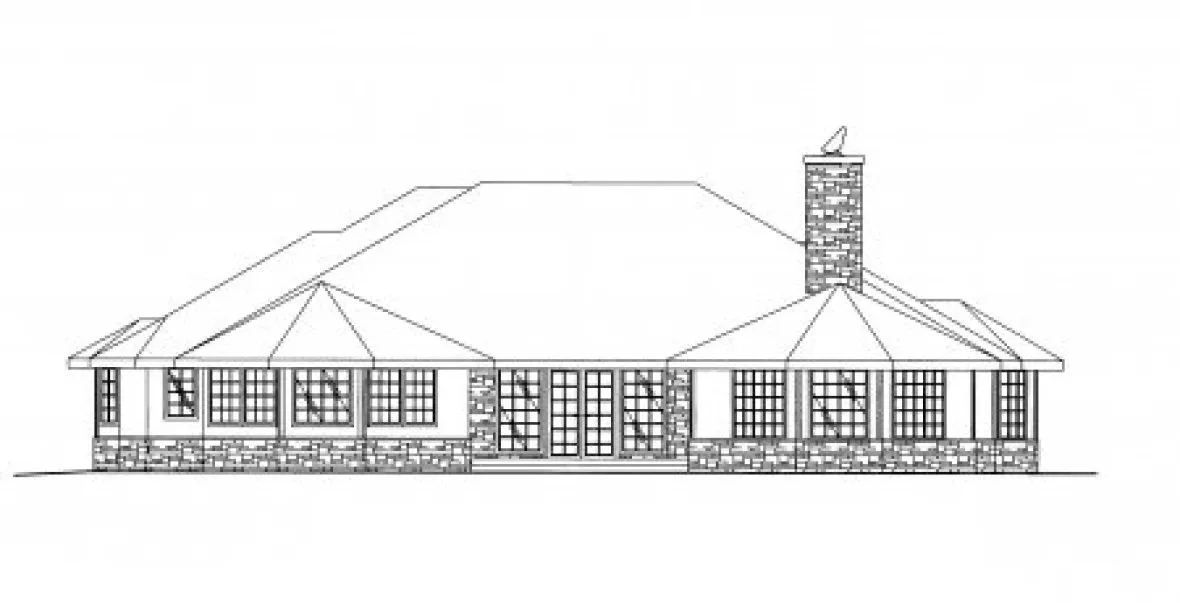 Rear Elevation for House Plan #456002