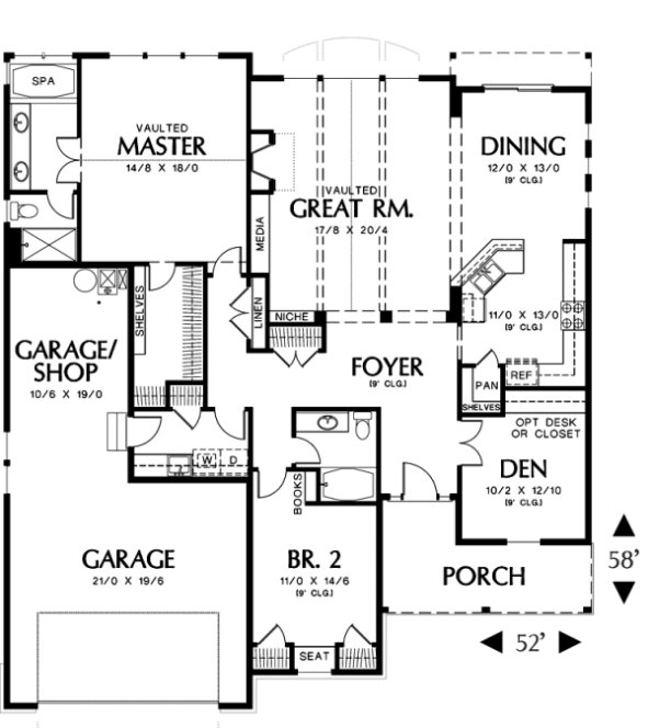 Main Floor Plan for House Plan #320511