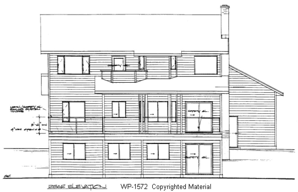 Rear Elevation for House Plan #201572