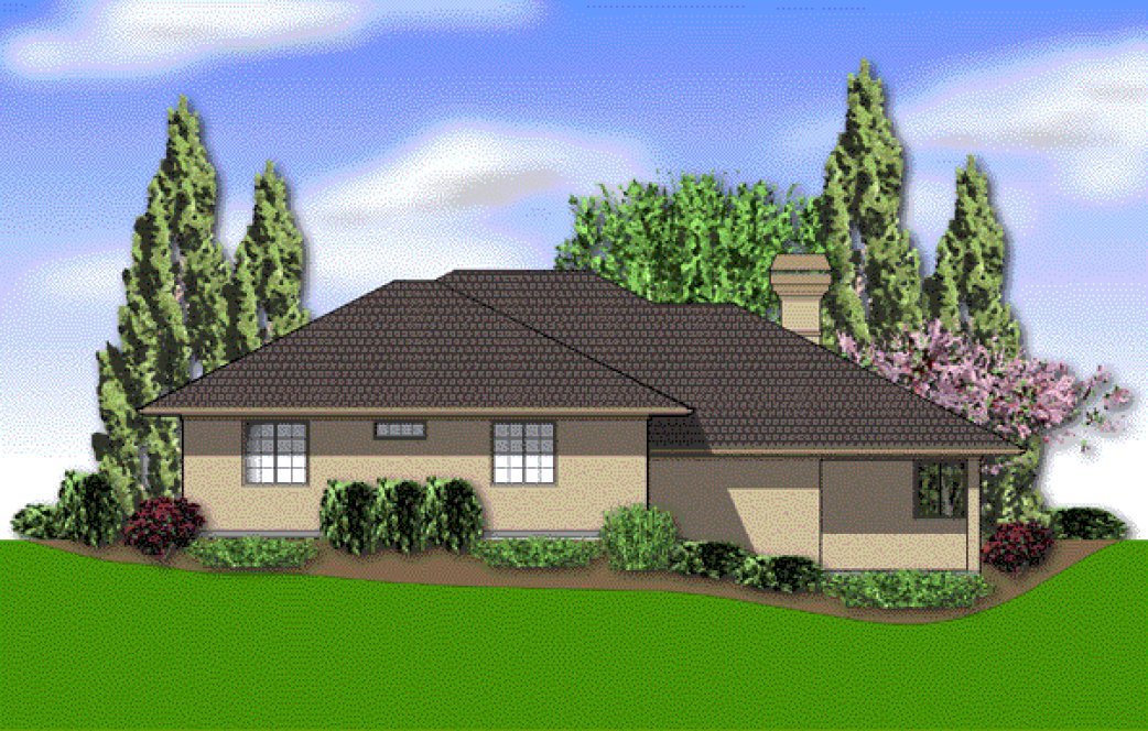 Rear Elevation for House Plan #320221