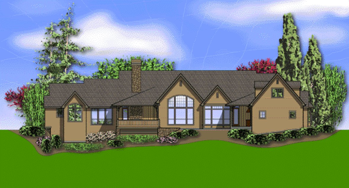 Rear Elevation for House Plan #321322