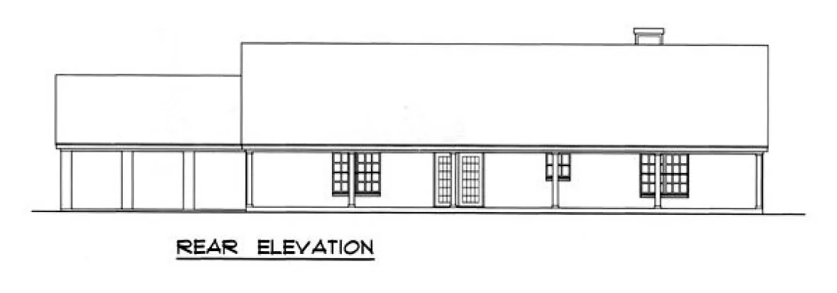 Rear Elevation for House Plan #445102