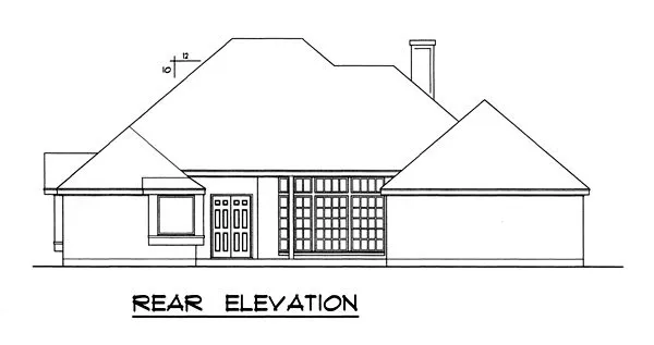 Rear Elevation for House Plan #444902