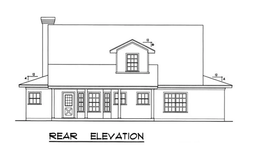 Rear Elevation for House Plan #443112
