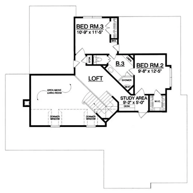 Second Floor Plan for House Plan #445212