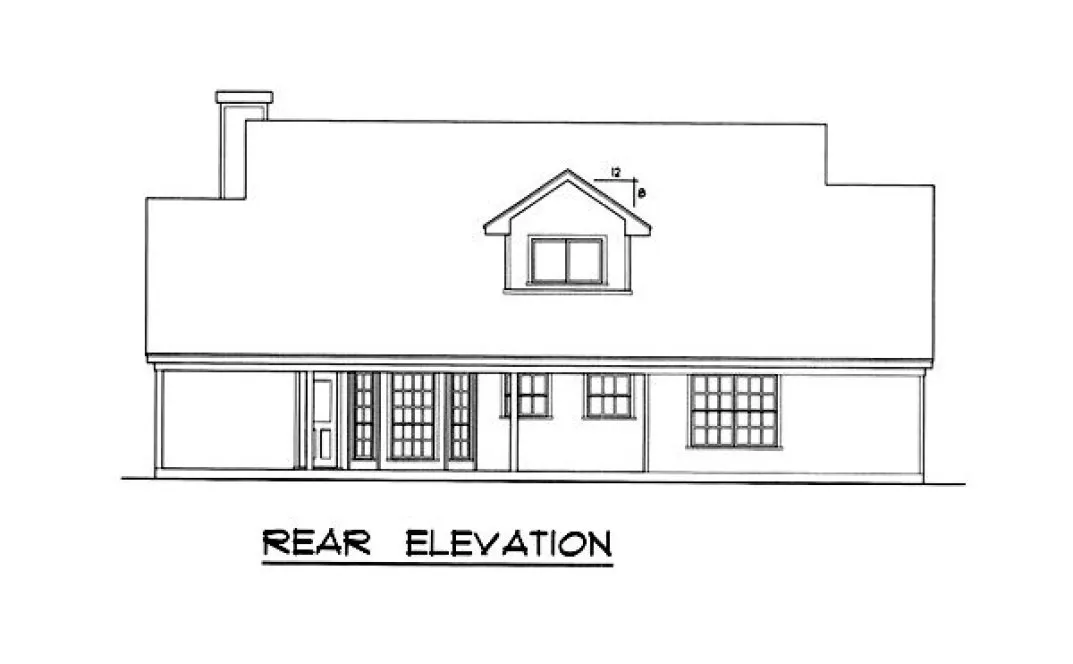 Rear Elevation for House Plan #443412