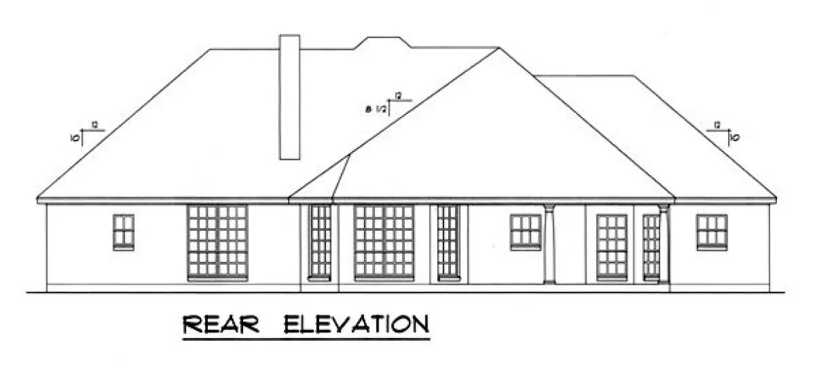 Rear Elevation for House Plan #449412