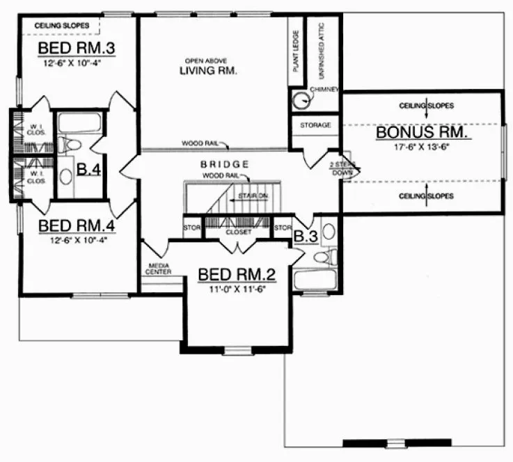 Second Floor Plan for House Plan #444832