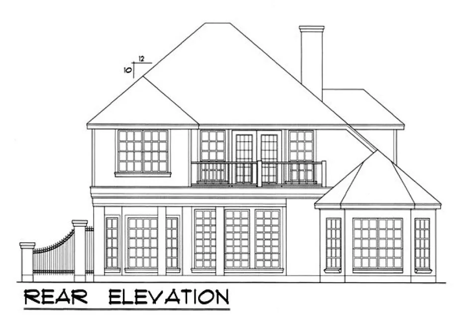 Rear Elevation for House Plan #443542