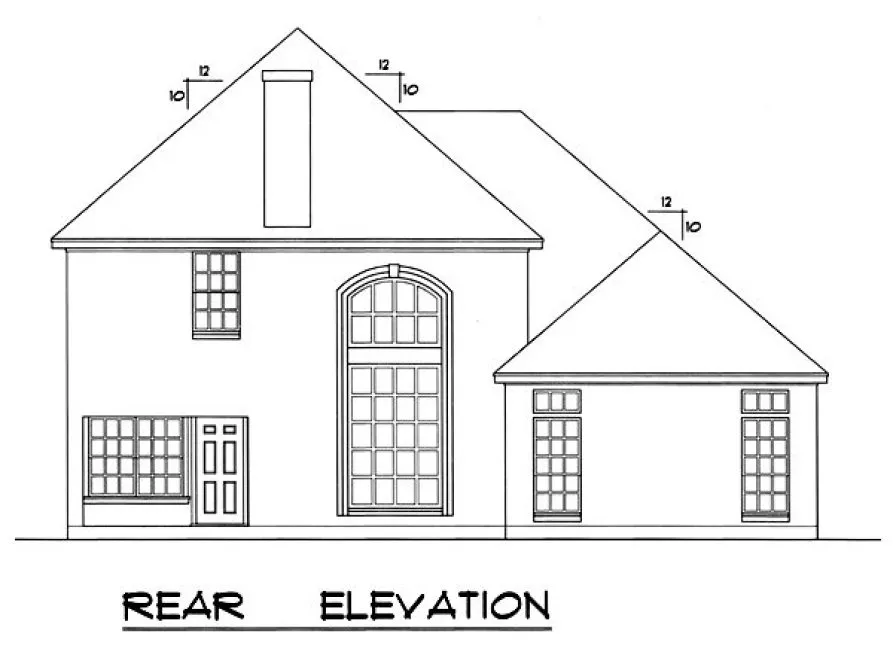 Rear Elevation for House Plan #445072