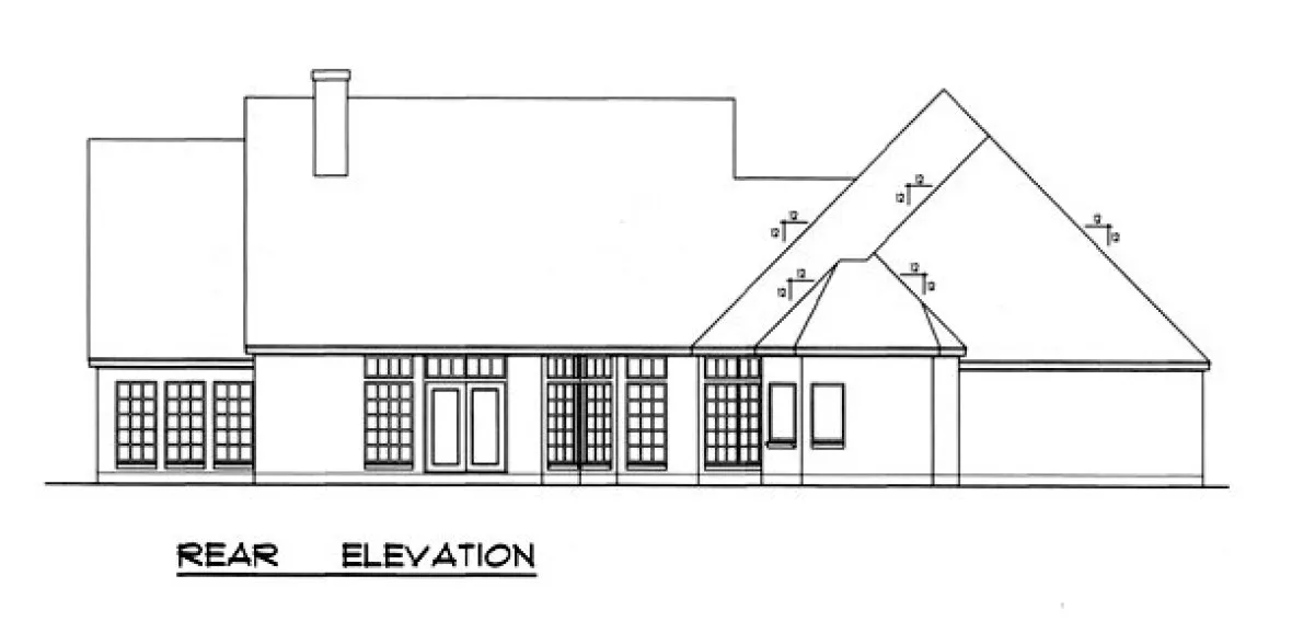 Rear Elevation for House Plan #444033