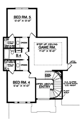 Second Floor Plan for House Plan #446383