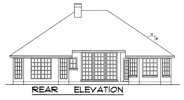 Rear Elevation for House Plan #444091
