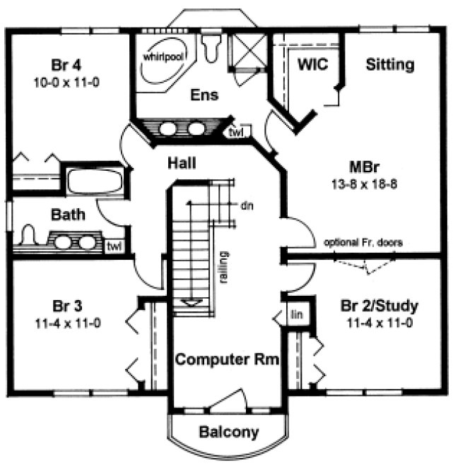 Second Floor Plan for House Plan #203004