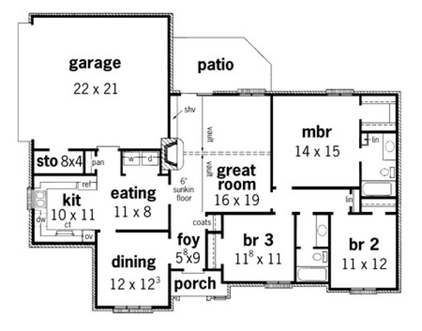 Main Floor Plan for House Plan #401041