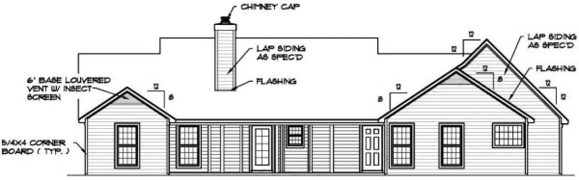 Rear Elevation for House Plan #406041