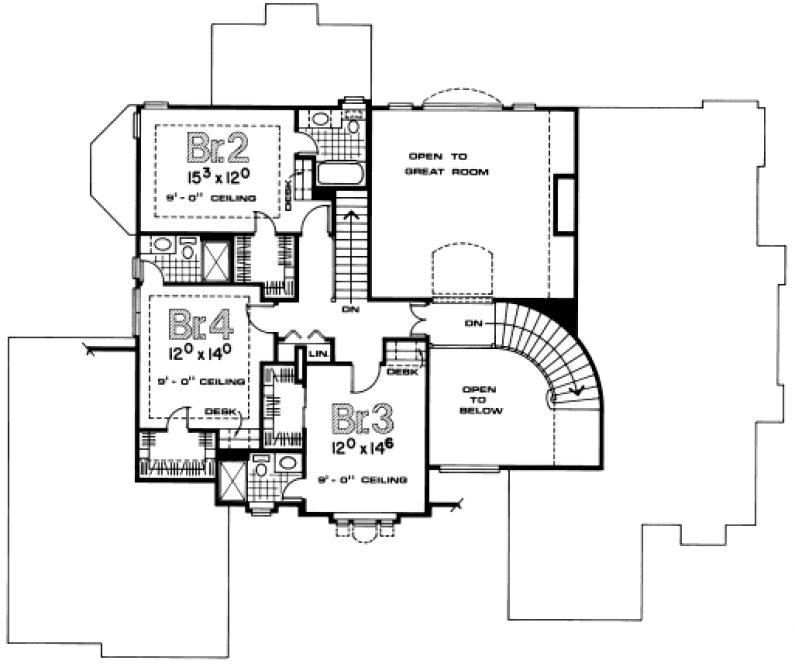 Second Floor Plan for House Plan #151142