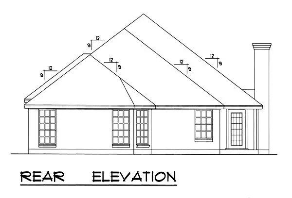 Rear Elevation for House Plan #442023