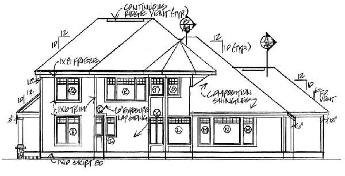 Rear Elevation for House Plan #183642