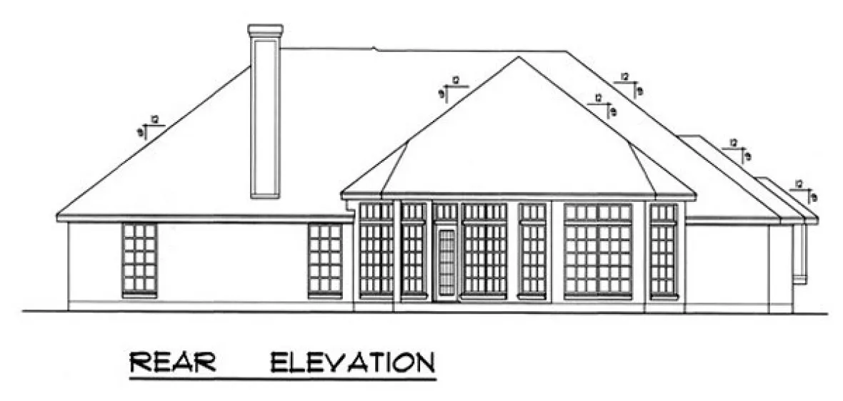 Rear Elevation for House Plan #444802