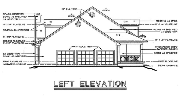 Left Elevation for House Plan #152703