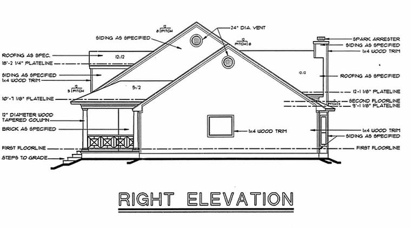 Right Elevation for House Plan #152703