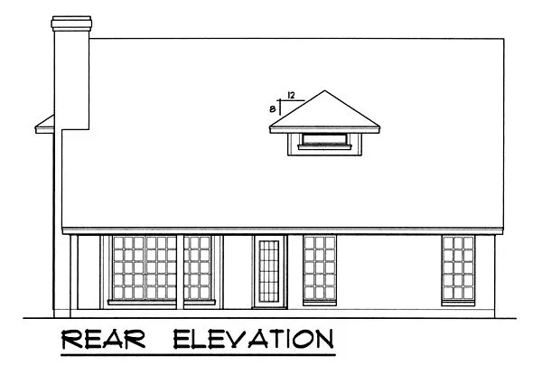 Rear Elevation for House Plan #444822