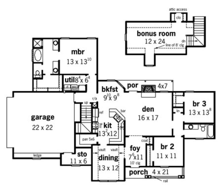 Main Floor Plan for House Plan #405261