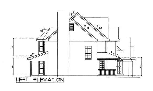 Left Elevation for House Plan #444442