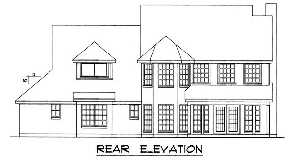 Rear Elevation for House Plan #444442