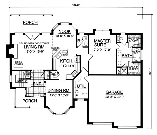 Main Floor Plan for House Plan #444442
