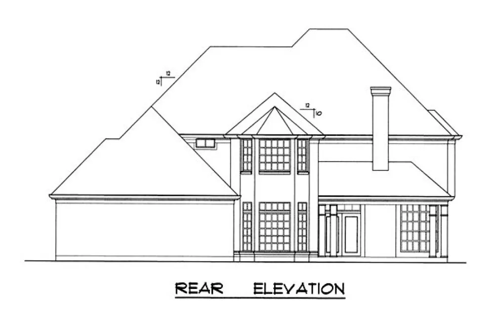 Rear Elevation for House Plan #444633